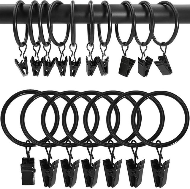 50 Stück Gardinenringe aus Metall von YWZT Home Depot in Schwarz, dekorative Vorhangclips und Aufhängehaken aus rostfreiem Material - Bild 1