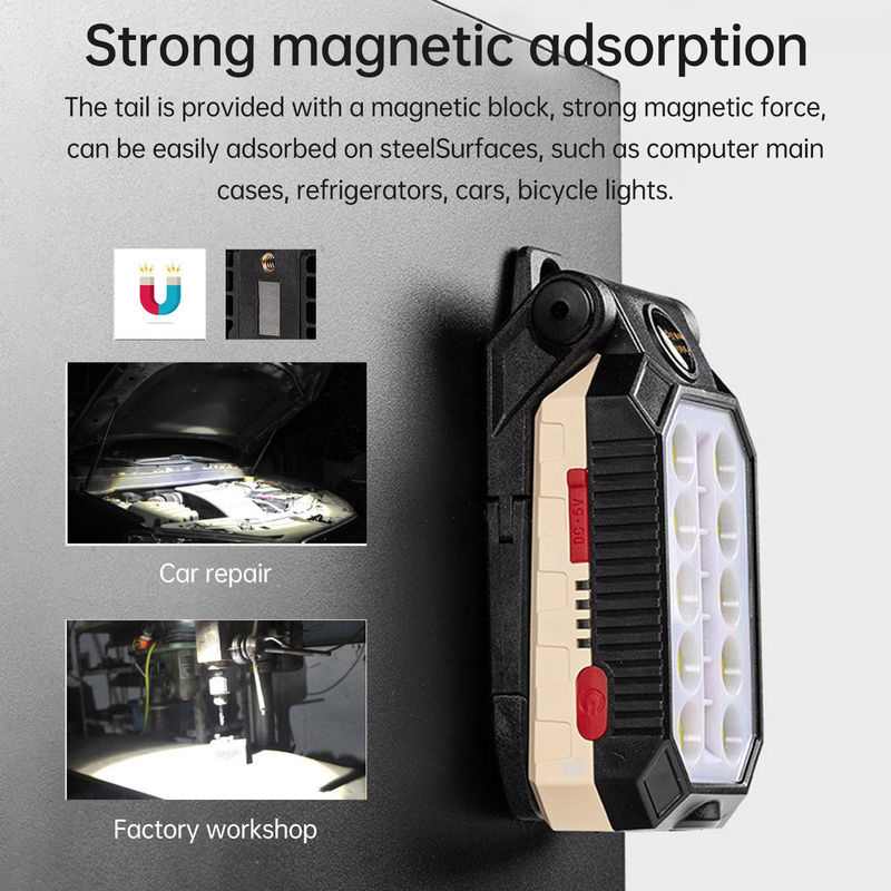 Aoresac COB-Arbeitsleuchte LED-Taschenlampe mit Magnetfuß und Aufhängehaken, USB-wiederaufladbar, Schwarz/Weiß - Bild 2