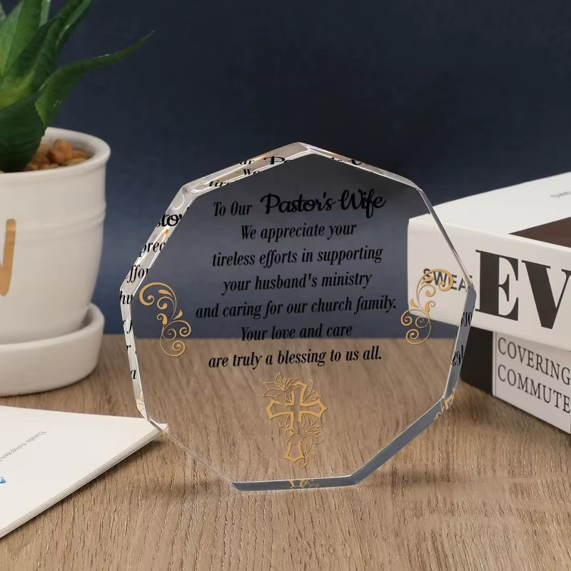 CIFBUY Dekoration aus Acryl für die Pfarrfrau, transparente 2D Tischdekoration mit LED-Licht und eleganter Typografie zur Anerkennung und zum Jahrestag - Bild 3