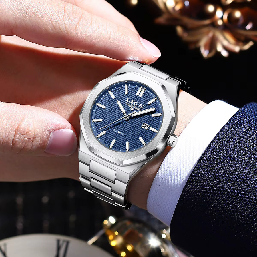 LIGE Armbanduhr Quarz, Edelstahl, Datum, Herren - Bild 5