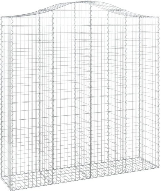 vidaXL Gabionen mit Hochbogen Set aus verzinktem Eisen in Silber, 5 Stück, B: 200 cm, T: 50 cm, H: 200-220 cm - Bild 1