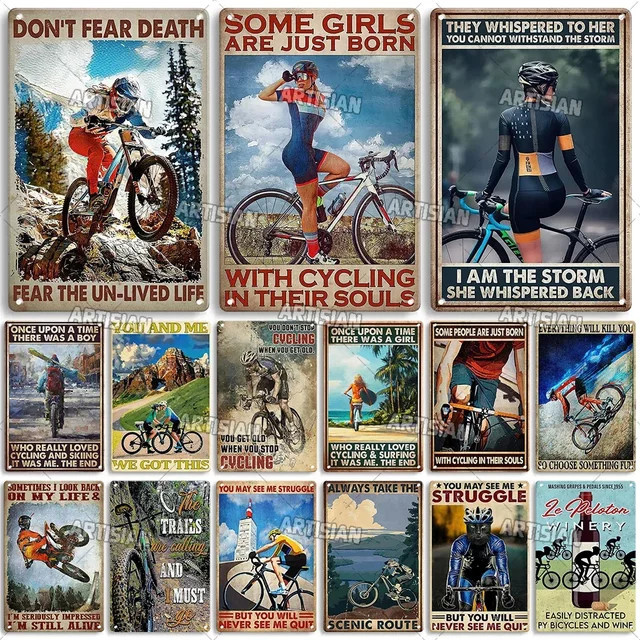 Artisian Sport Metallschild Radfahren Weißblech Wanddekoration Weiß - Bild 1