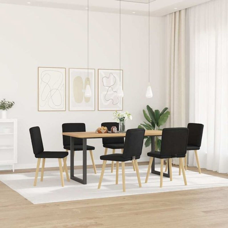 Set aus 6 modernen Esszimmerstühlen von vidaxl in Schwarz aus Stoff - Bild 1