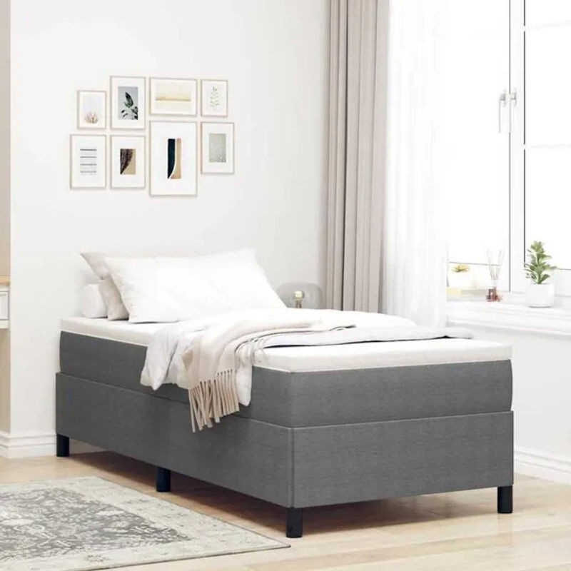 Polsterbett Vidaxl in Grau mit Cordstoff, Modernes Bettgestell aus Holzwerkstoff, B/T/H: 100 x 200 x 35 cm - Bild 1