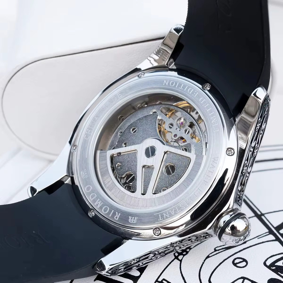 OBLVLO Armbanduhr Automatik, Herren, Silikon, 46 mm - Bild 3