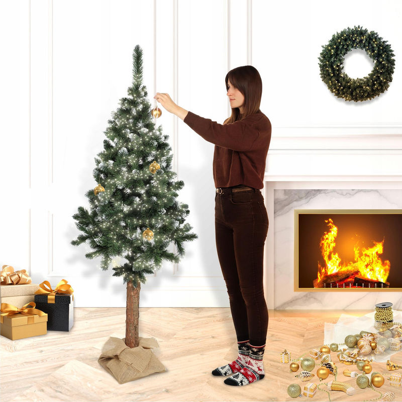 KADAX Künstlicher Weihnachtsbaum Kiefer mit Diamantkristallen und Jute auf Stamm, grün, Höhe: 180 cm - Bild 11