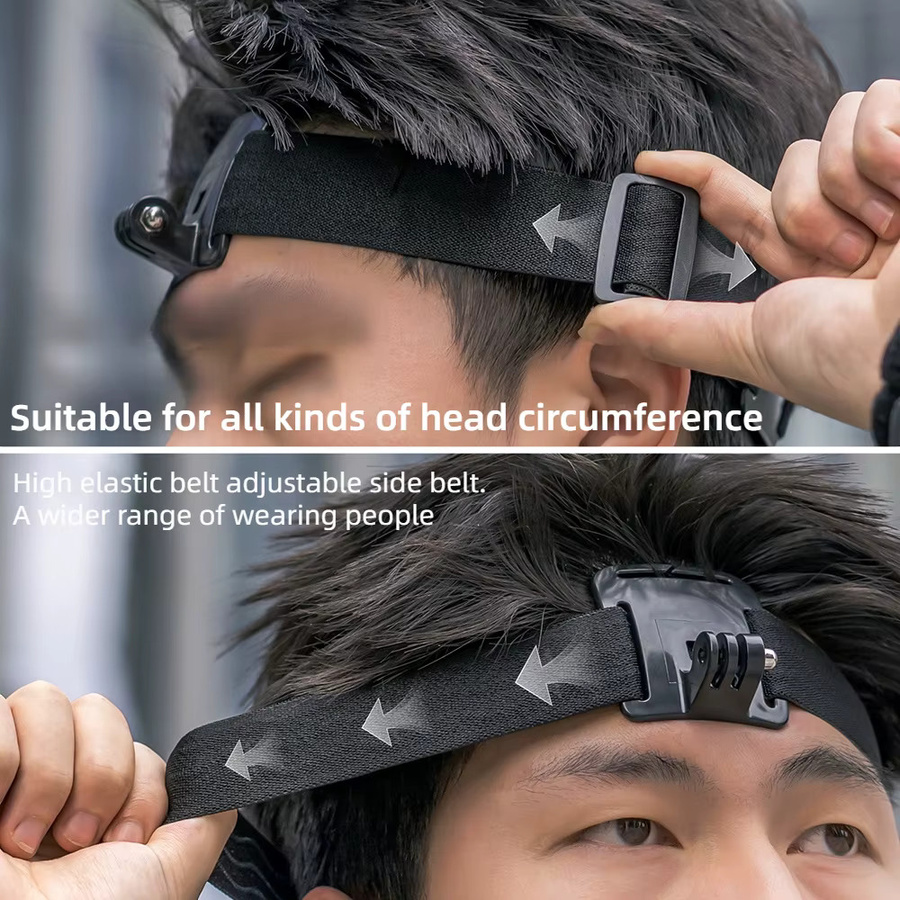 Coogens Kamera-Stirnband mit fester Halterung für GoPro 13/12, Insta360, DJI Action 5 Pro/4/3 und Ace Pro 2, Farbe: Schwarz - Bild 4