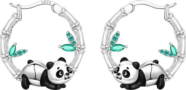 CYCUFF Creolen, 925 Silber, Bambus-Panda, Damen - Bild 1
