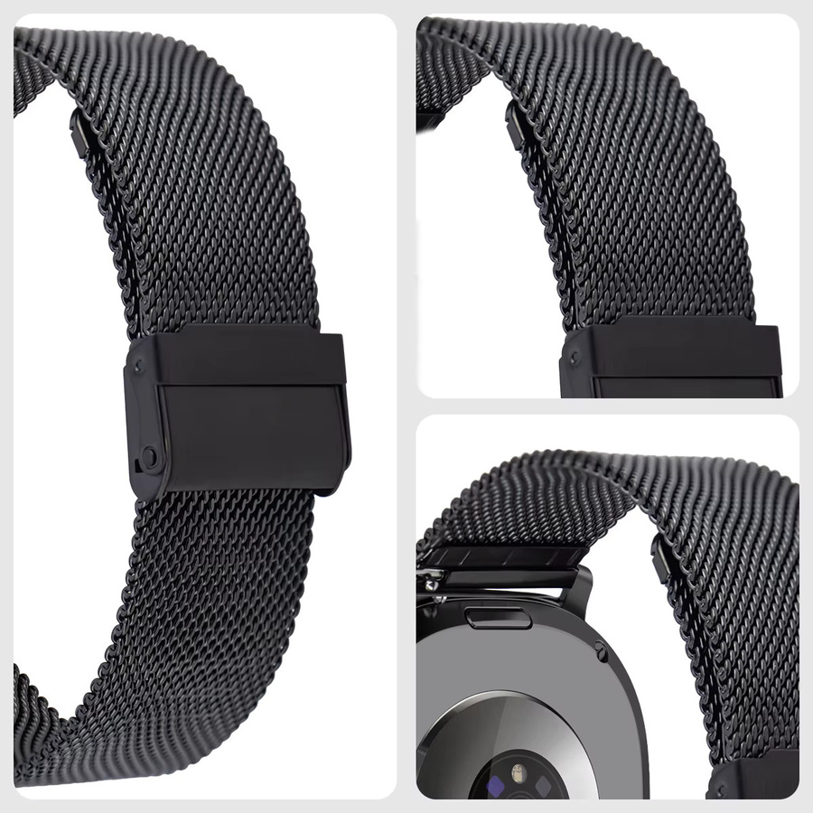 CAOWTAN Uhrenarmband Milanaise, Edelstahl, Schwarz, Herren - Bild 4