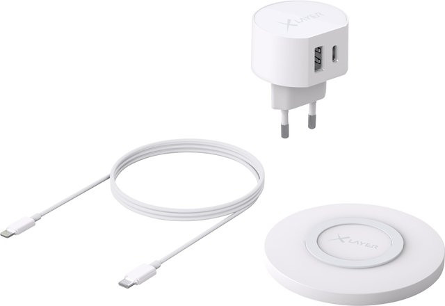 XLayer Fast Charging Starter Set für iPhone in Weiß mit USB-C und Lightning - Bild 1