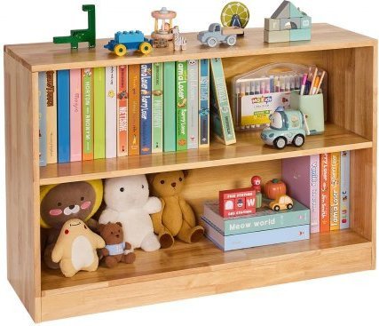 VEVOR Montessori Bücherregal für Kinder, 2-stufiges Spielzeugregal aus Holz in Braun, Breite: 87 cm, Tiefe: 30 cm, Höhe: 60 cm - Bild 1