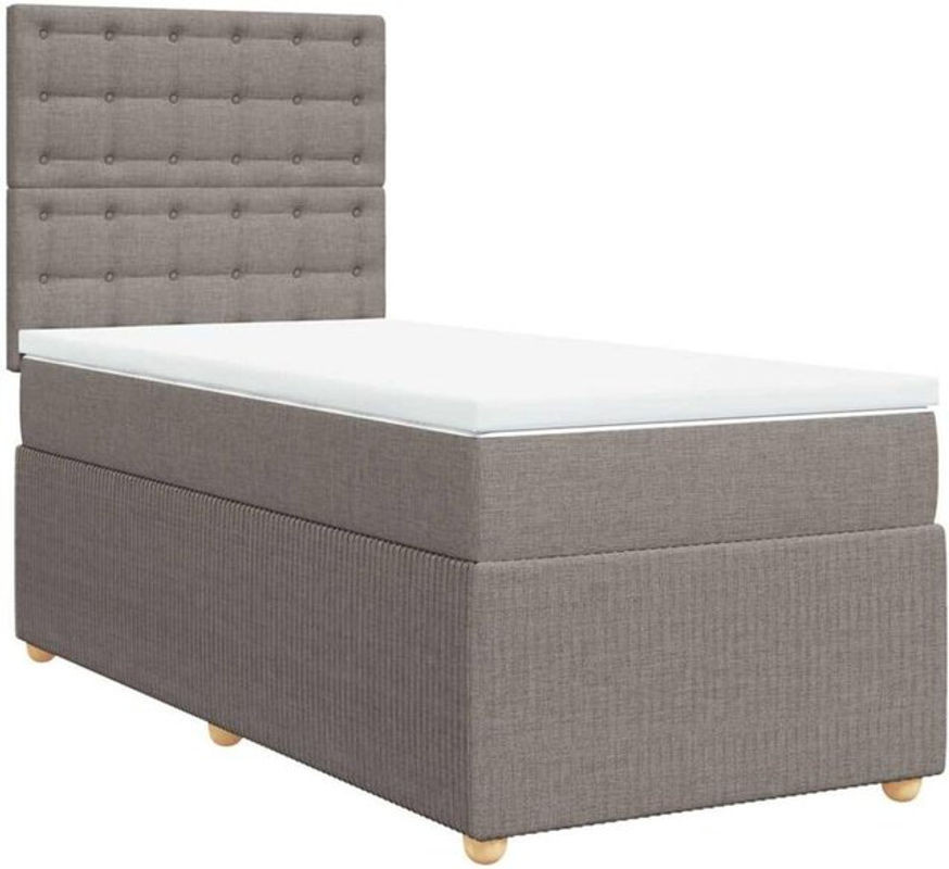 vidaxl Boxspringbett mit Matratze aus Stoff in Taupe meliert, B/T/H: 100 x 200 x 140,5 cm - Bild 1