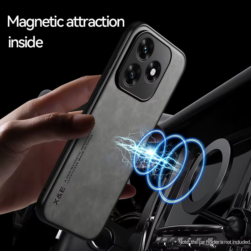 EUCAGR Magnetische Stoßfeste PU Leder Schutzhülle mit Metallplatte für Honor X5C Plus und Honor X5C in Grün - Bild 3
