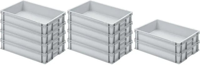 PROREGAL SparSet 10x Eurobox Transportbox mit geschlossenem Griff, Grau, H x B x T: 12 x 40 x 60 cm, 21 Liter - Bild 1