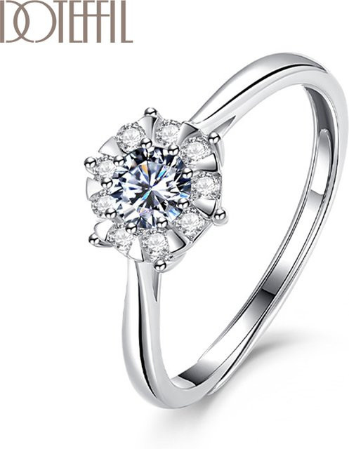 DOTEFFIL Ring, Blume, Zirkon, Silber Farbe, Unisex - Bild 1