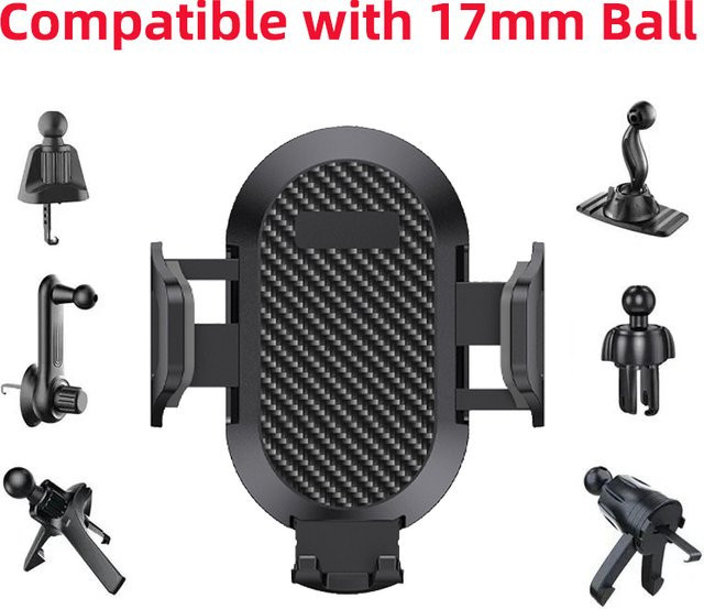 Universelle drehbare Auto-Handyhalterung von TEEQ in Schwarz, kompatibel mit Geräten von 5–9 cm Breite und 17-mm-Kugelkopfhalterung - Bild 1