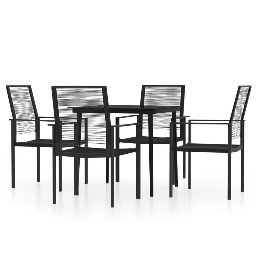 vidaXL 5-teilige Garten-Essgruppe in Schwarz mit Glastisch und Polyrattan-Stühlen - Bild 2