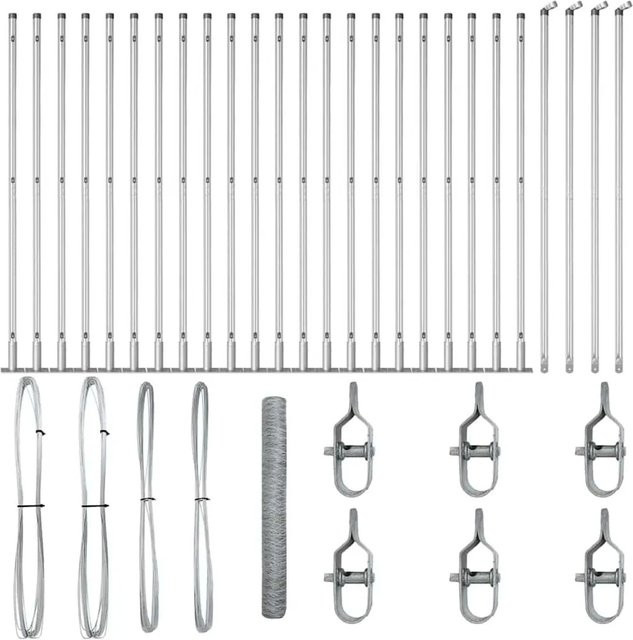 vidaXL Zaunpfosten aus Stahl in Silber, Höhe: 1,2 m, Breite: 50 cm - Bild 1