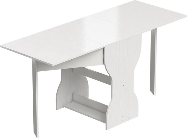 HOMCOM Klappbarer Esstisch mit Stauraum für 2-4 Personen in Weiß, moderner Küchentisch mit Klappfunktion, B/T/H: 160 x 60 x 75 cm - Bild 1