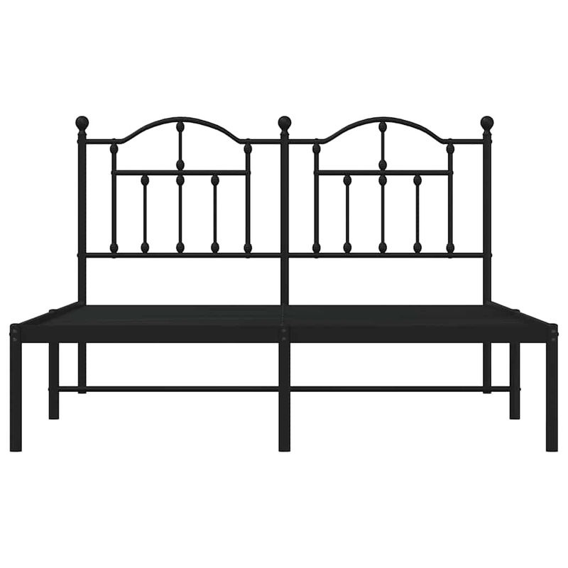 Vidaxl Metall-Bettgestell mit Kopfteil aus Stahl in Schwarz, B/L: 140 x 190 cm - Bild 2