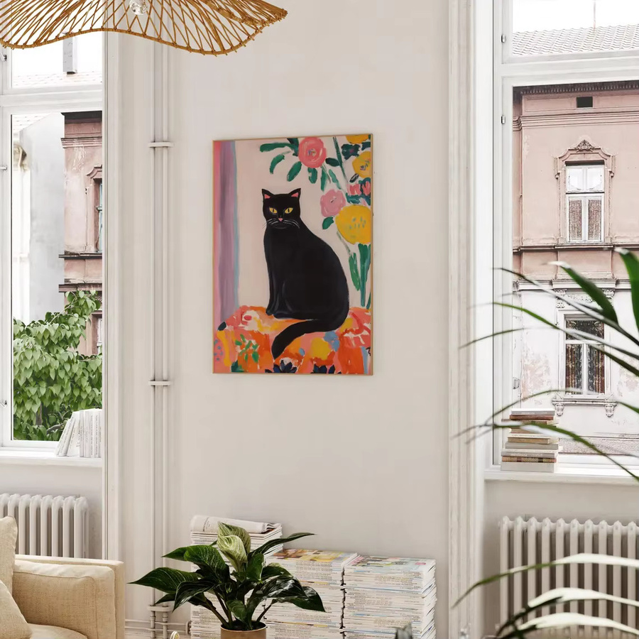 SHENCHEN Poster Schwarze Katze im Matisse-Stil, bunter Mid-Century Tierdruck auf Papier - Bild 4