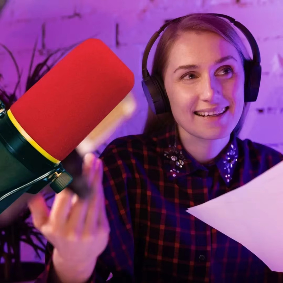 Okrinos Windschutz für Shure SM7B und SM7dB, Mikrofon-Popfilter-Abdeckung mit Ring als Schaumstoffüberzug zur Geräuschreduzierung in Rot oder Lila - Bild 6