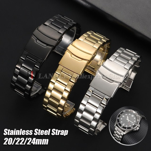 Uhrenarmband Edelstahl, Silber, Faltschließe, Unisex - Bild 1