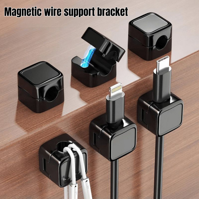Magnetischer Kabelmanager zur Kabelorganisation, selbstklebende Kabelklemme für Datenkabel, verstellbar, in Schwarz oder Weiß - Bild 1