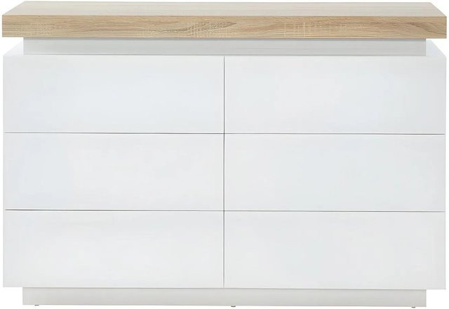 Vente-unique Kommode Halo in Eiche Natur und Weiß mit integrierter Beleuchtung, Breite: 120 cm - Bild 1