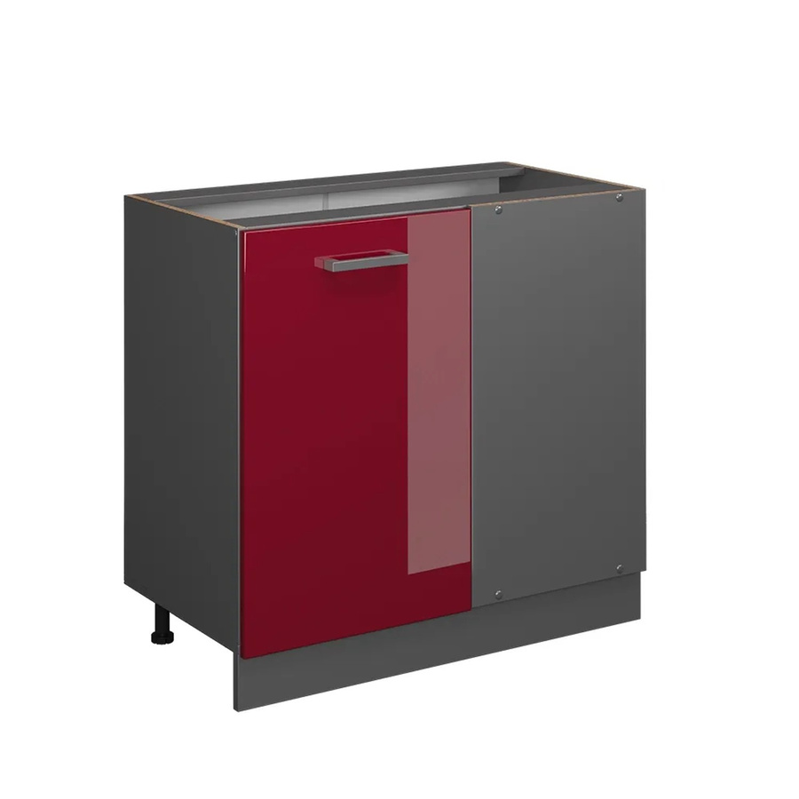 Vicco Eckunterschrank R-Line Bordeaux Hochglanz Anthrazit Breite: 86 cm - Bild 2