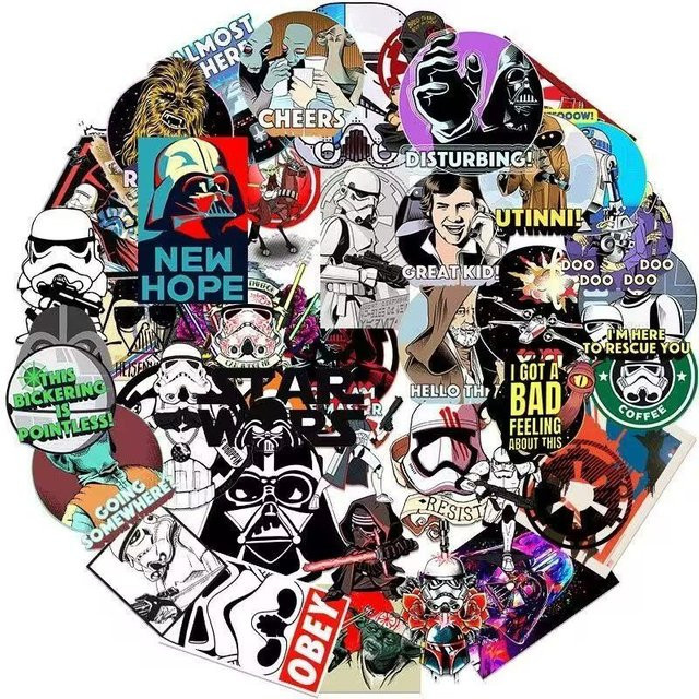 60 Star Wars Cartoon-Graffiti Aufkleber in Multicolour für Skateboard, Mobiltelefone und Gepäck, wasserfeste dekorative Aufkleber - Bild 1