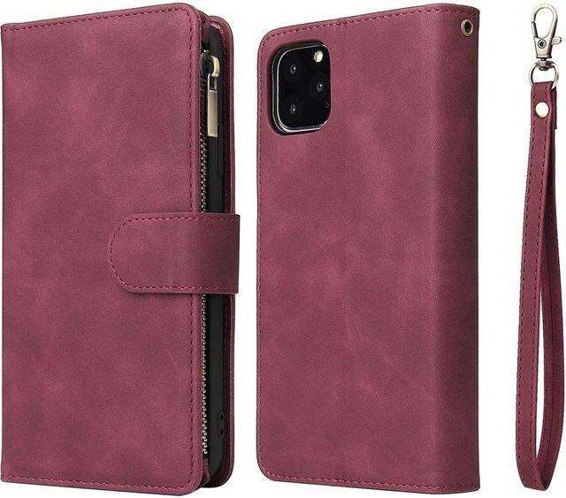 Tuiying002 Premium Leder Portemonnaie Hülle für iPhone 16 15 14 13 12 11 Pro Max Plus mit Reißverschluss, Kartenfächern und magnetischem Klappdeckel - Bild 1