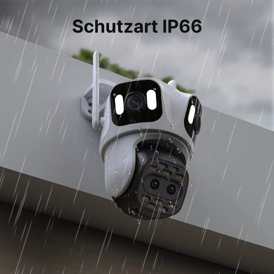 WONSDAR IP-Kamera für Außenbereich mit Vier Bildschirmen, 4K HD WLAN-Kamera, PTZ-Videoüberwachung mit Farbnachtsicht und Auto-Tracking, Weiß, ICSee - Bild 6