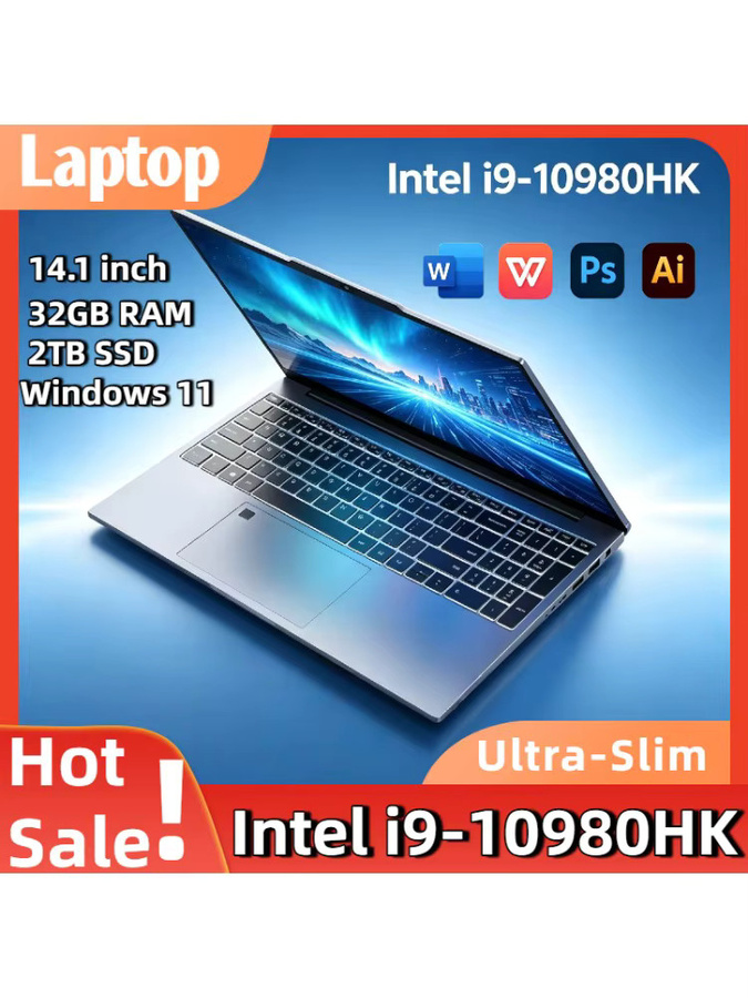 Gaming Laptop mit 14,1 Zoll Display, Intel Core i9 10980HK, 32GB DDR4, 2TB SSD, Windows 11 Pro, Silber - Bild 6