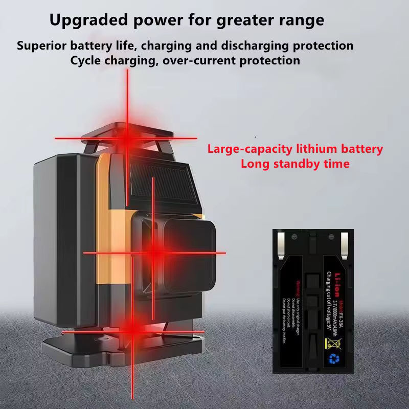 NVZHANGCHEN Mini-Laser-Wasserwaage mit roten Linien, 12/16 Linien 3D/4D selbstnivellierend, 360 Grad horizontal und vertikal, hochpräzise Laser-Wasserwaage in Rot - Bild 3