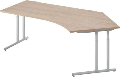 Schäfer Shop Select Winkelschreibtisch COMBITEC mit 135° Winkel rechts, C-Fuß, Eiche/weißalu, Breite: 216,5 cm, Tiefe: 80 cm, Höhe: 67,7-81,7 cm - Bild 1