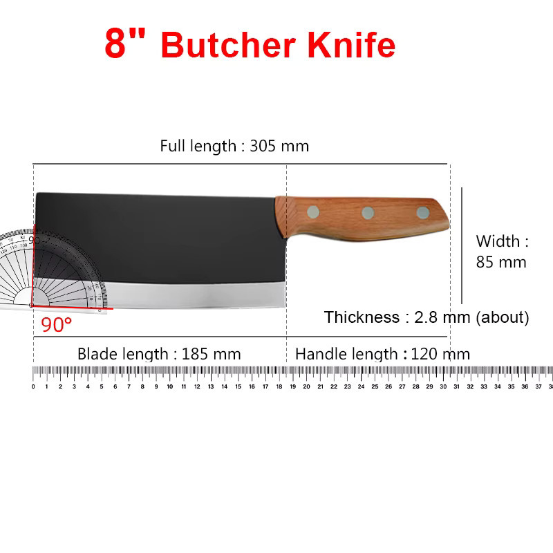 InLeung Handgeschmiedetes Chef-Metzger-Messer aus Edelstahl mit Holzgriff in Silber - Bild 2