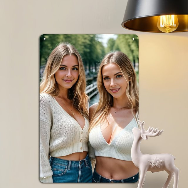 HELLOYOUNG Vintage Blechschild Retro Beauty Metallschild Wanddekoration in Weiss und Multicolour, B/H: 30 x 20 cm - Bild 1