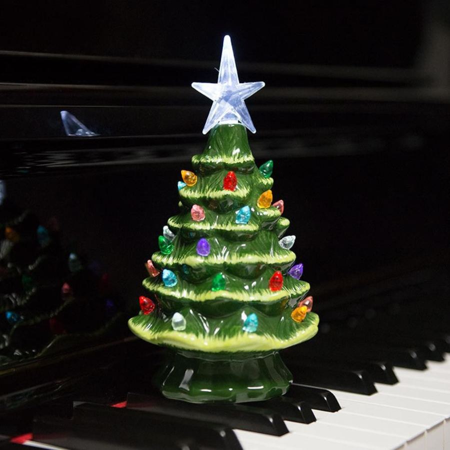 Beleuchteter Keramik-Weihnachtsbaum von DIYelecs in Multicolour, Tischdekoration für Weihnachten, Höhe: 18,8 cm - Bild 3