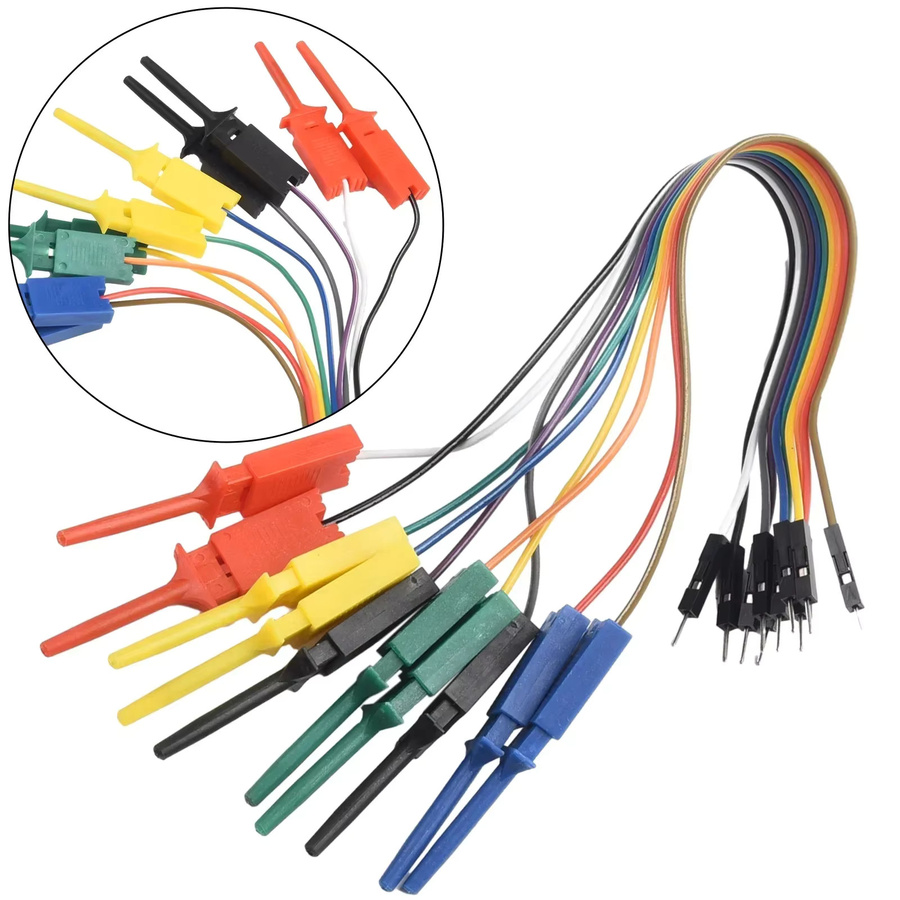 Multicolor Multimeter Testleitungen mit 10 Nadel-Hakenklemmen und 25 cm Kabellänge - Bild 2