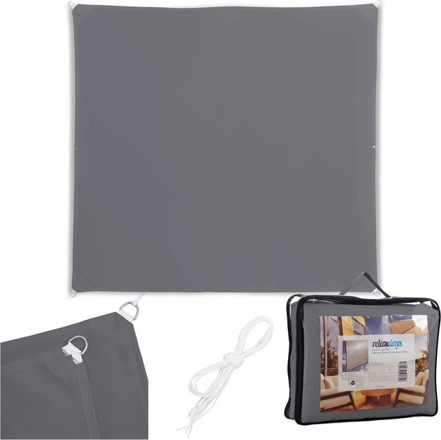 Relaxdays Sonnensegel aus Polyester in Dunkelgrau, wasserabweisend, quadratisch, 5 x 5 m - Bild 1