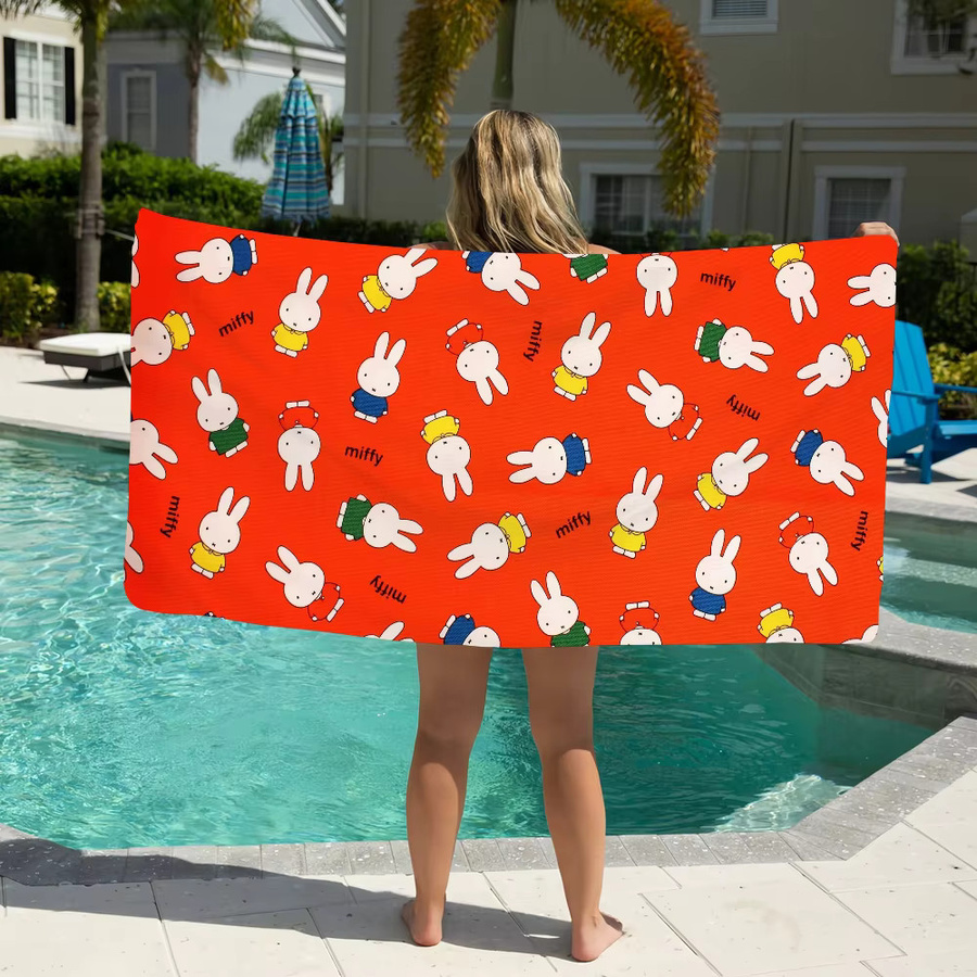 Miffy Kawaii Cartoon Strandtuch, schnelltrocknendes und saugfähiges Soft-Handtuch für Damen und Herren - Bild 3