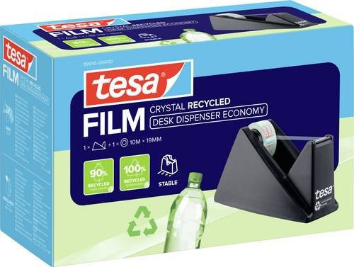 Tesa Tischabroller Economy Recycled Schwarz inklusive tesafilm eco & crystal Klebeband für Breiten bis 19 mm - Bild 1