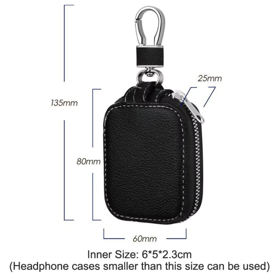 Anti-Verlust Kopfhörer-Abdeckung aus PU-Leder mit Reißverschluss für Apple AirPods Pro 4, 3, 2, 1 in Schwarz oder Braun - Bild 4