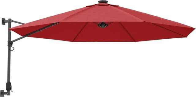 vidaXL Wand-Sonnenschirm in Rot mit Aluminiumgestell und Polyesterbespannung, Durchmesser: 290 cm - Bild 1