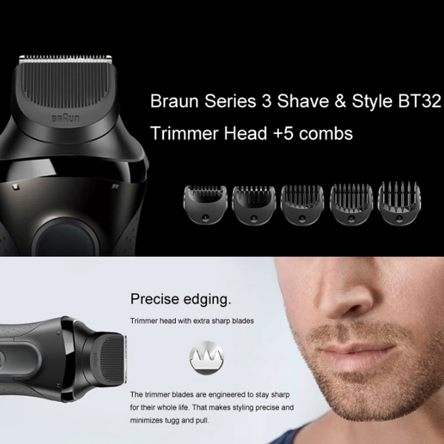 Braun Ersatz-Rasierer-Trimmerkopf und 5-teiliges Führungskamm-Trimmset für Series 3 - Bild 6