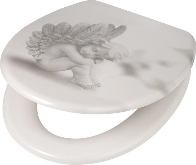 WC-Sitz Oteros II von Engel aus Duroplast mit Absenkautomatik in Weiß und Grau, oval - Bild 1