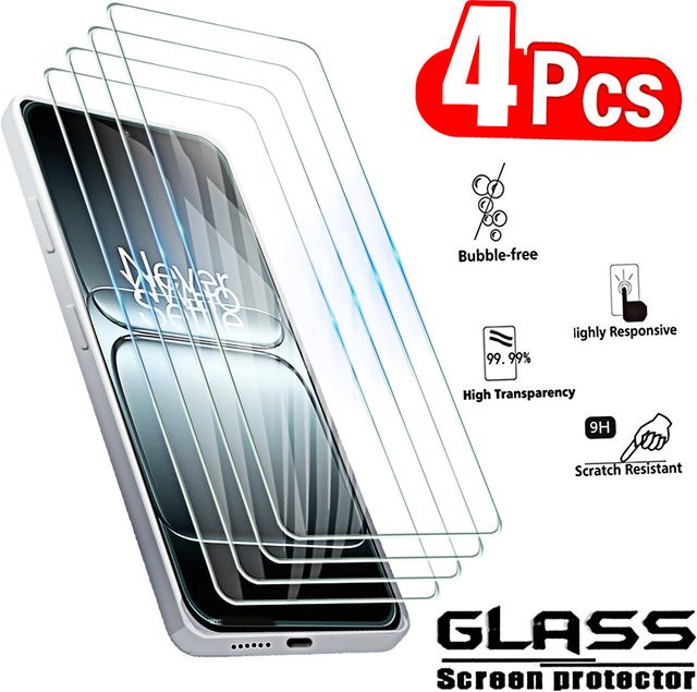 4er-Pack OnePlus 13 Displayschutzfolien aus gehärtetem Glas, transparent, HD-Folie für OnePlus 13, 13T, 13S und 13R - Bild 1