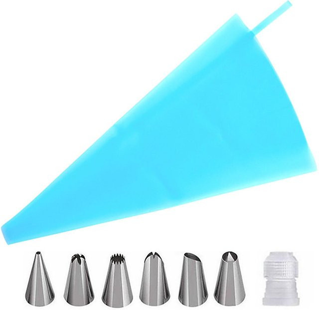 CosyHome Spritzbeutel und Tüllen Set in Blau aus TPU und Edelstahl zum Backen und Dekorieren von Kuchen - Bild 1