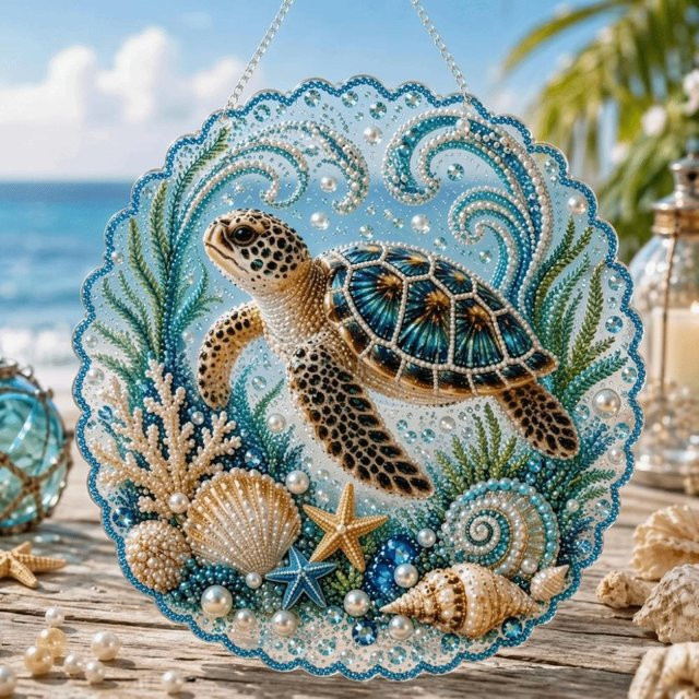Ocean Pearl Art Perlenkunst DIY-Set, Meerestiere, 20cm, für Erwachsene - Bild 1